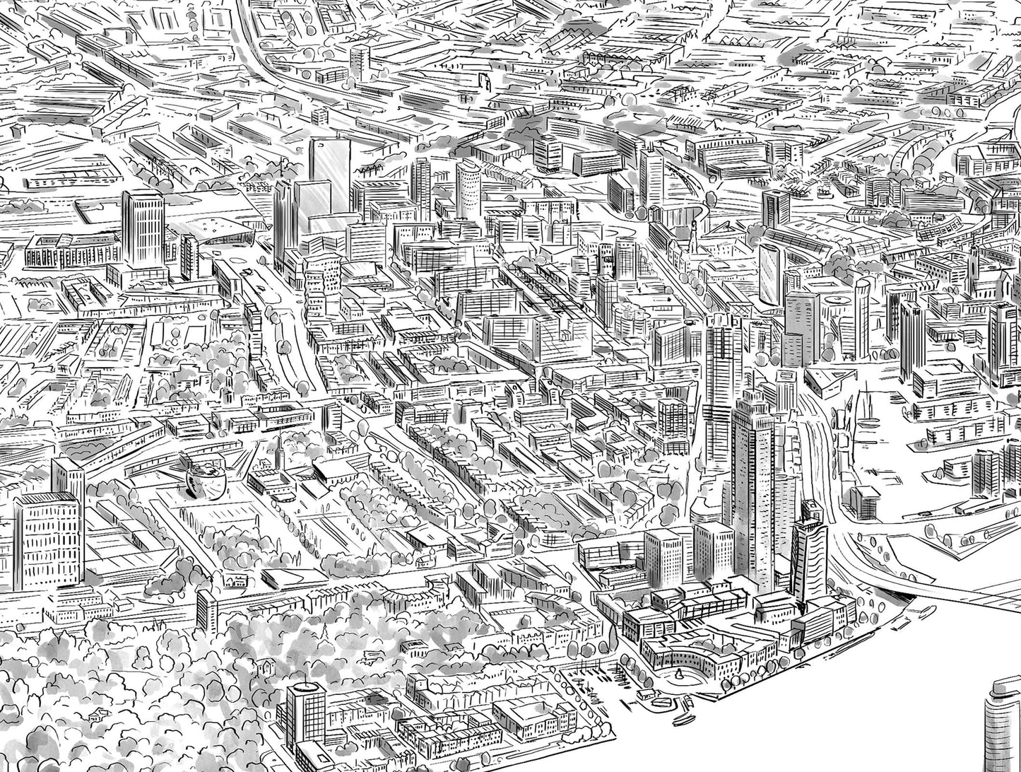 Rotterdam Skyline Birdseye - Art of Rotterdam