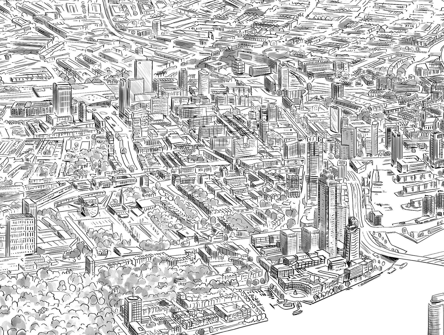 Poster Rotterdam vanuit de lucht - Exclusieve Fine Art Print - Art of Rotterdam