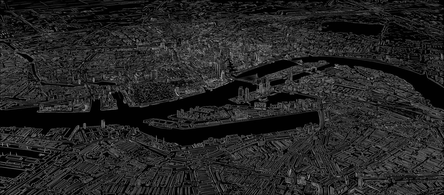 Rotterdam Skyline Birdseye Black