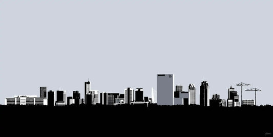 Handgetekende poster Skyline Rotterdam vanaf Noord, kunst geïnspireerd op skyline Rotterdam