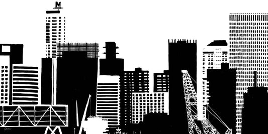 Rotterdam Abstract 2 poster, Rotterdam tekening met architectuur en skyline ingelijst