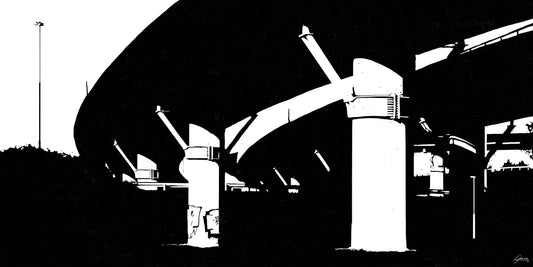 Kleinpolderplein 1 Rotterdam poster, Rotterdam tekening met architectuur en skyline ingelijst