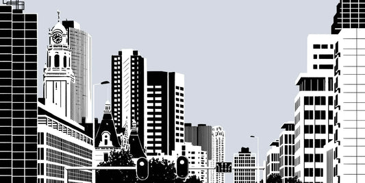 Poster Coolsingel Rotterdam, handgetekende Rotterdam kunst en skyline ingelijst