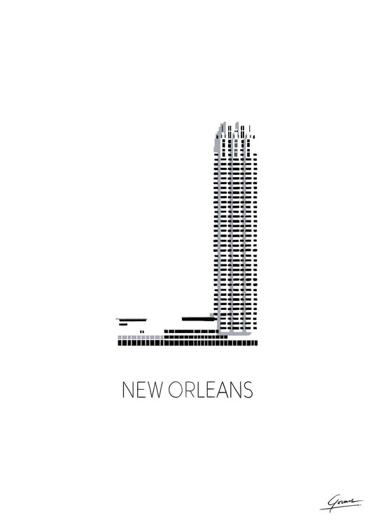 New Orleans Woontoren Rotterdam poster, Rotterdam tekening met architectuur en skyline ingelijst