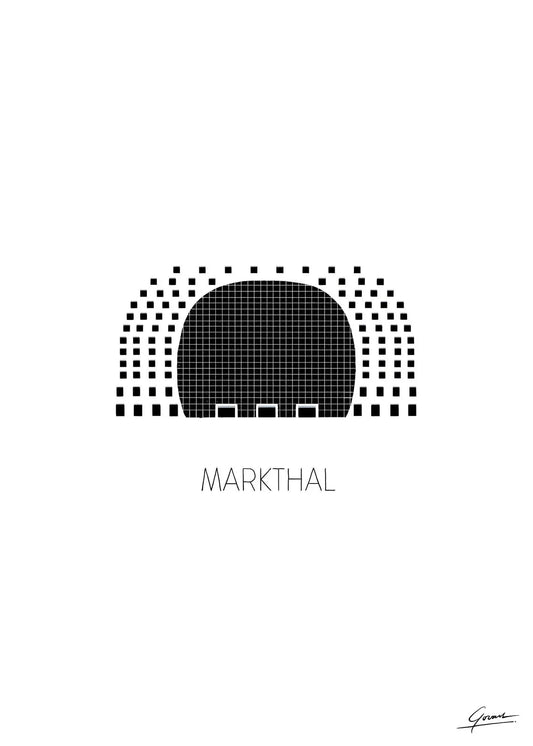 Markthal Rotterdam poster, Rotterdam tekening met architectuur en skyline ingelijst