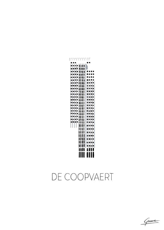 Handgetekende poster Coopvaert Rotterdam, kunst geïnspireerd op skyline Rotterdam ingelijst