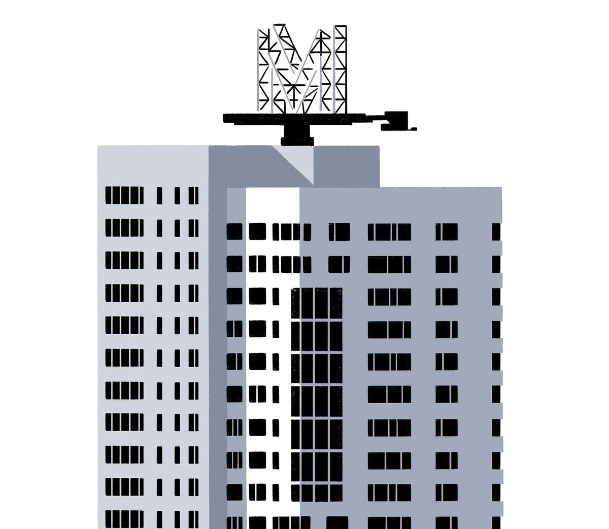 Montevideo Rotterdam poster, Rotterdam tekening met architectuur en skyline detail