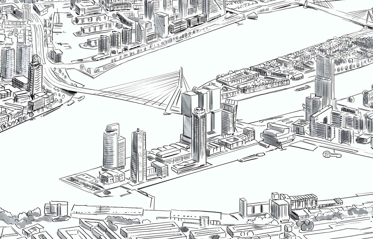Poster Rotterdam Hoogbouw van Bovenaf - Exclusieve Fine Art Print - Art of Rotterdam