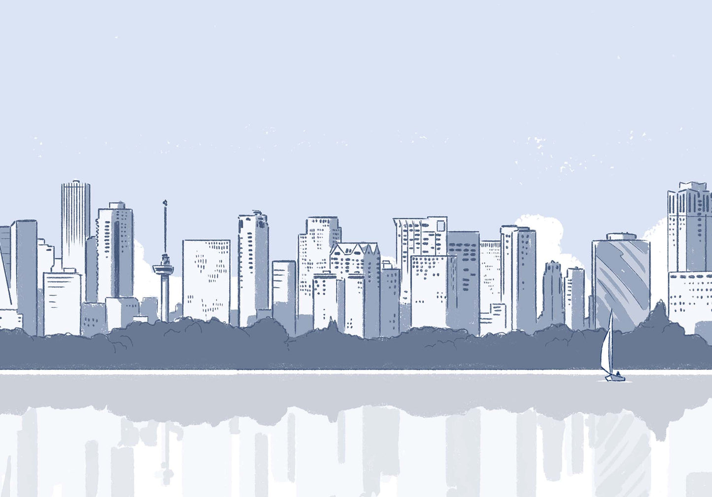 Rotterdam Skyline vanaf Kralingse Plas 1