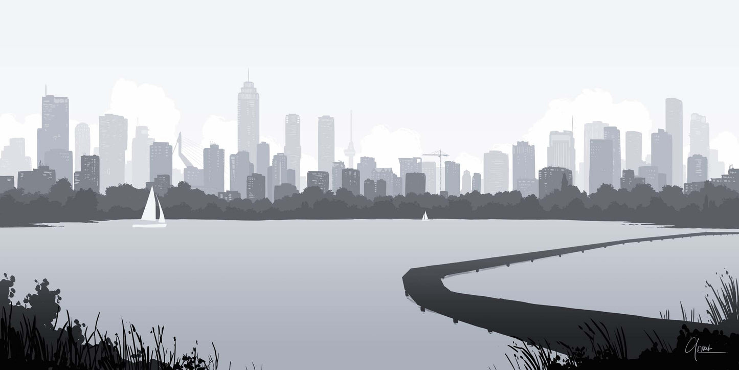 Rotterdam Skyline vanaf Kralingse Plas 2 - Art of Rotterdam