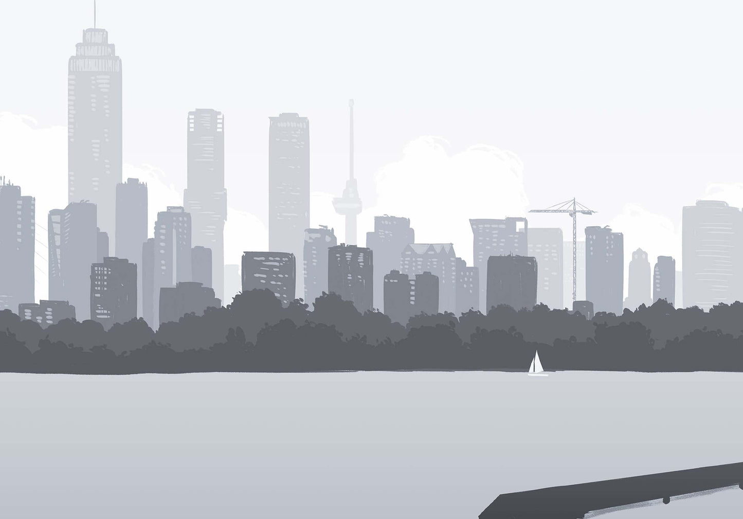 Rotterdam Skyline vanaf Kralingse Plas 2 - Art of Rotterdam