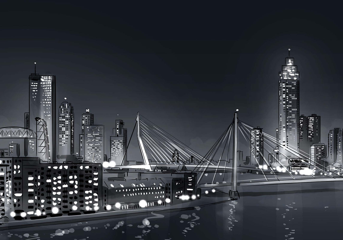 Rotterdam Skyline By Night - Art of Rotterdam