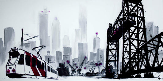 Poster De Hef Rotterdam, handgetekende Rotterdam kunst en skyline ingelijst