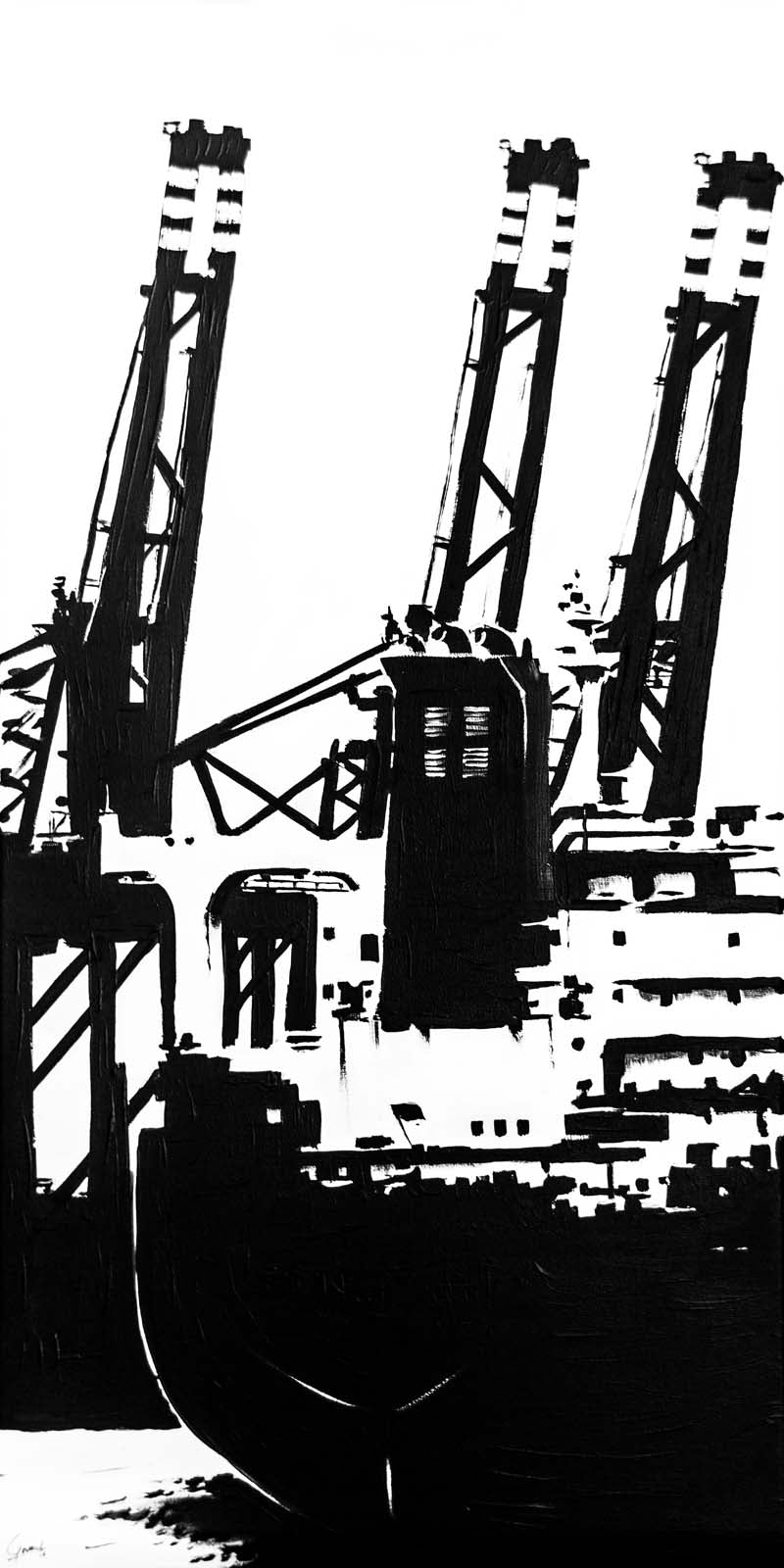 Havenkranen en Vrachtschip - Art of Rotterdam