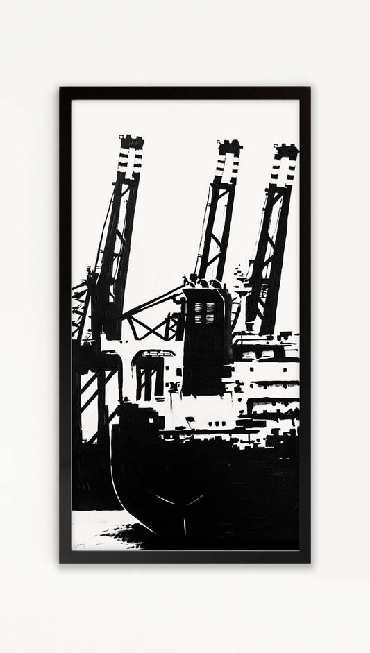 Havenkranen en Vrachtschip - Art of Rotterdam