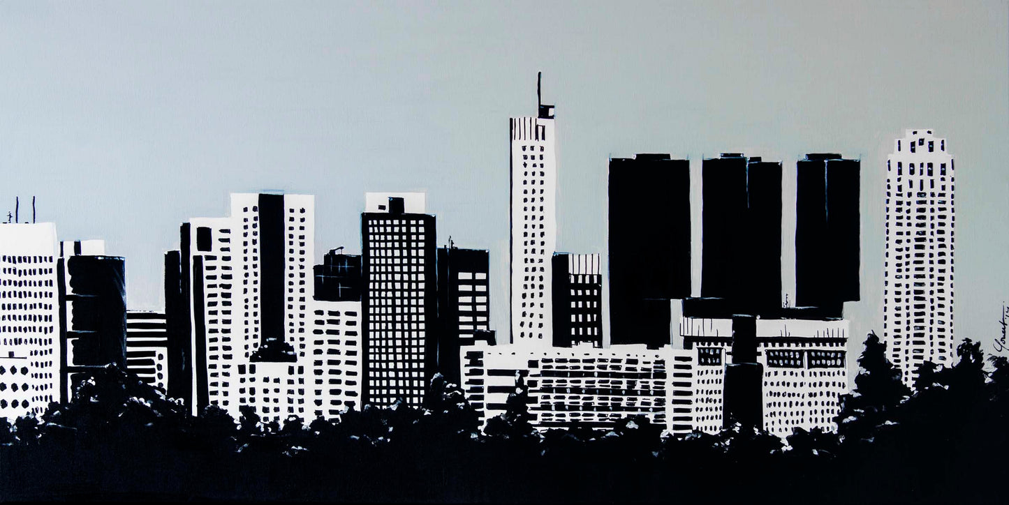 Rotterdam Skyline vanaf Rotterdam Airport - Art of Rotterdam