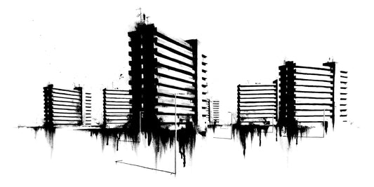Galerijflats Rotterdam poster, Rotterdam tekening met architectuur en skyline ingelijst