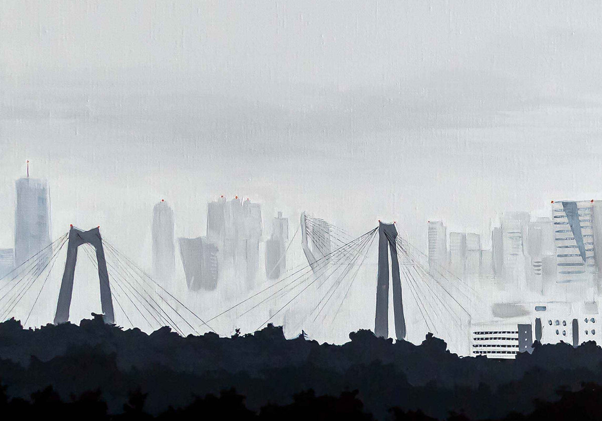 Poster Erasmus Universiteit Rotterdam - Iconische Skyline in Huis - Art of Rotterdam