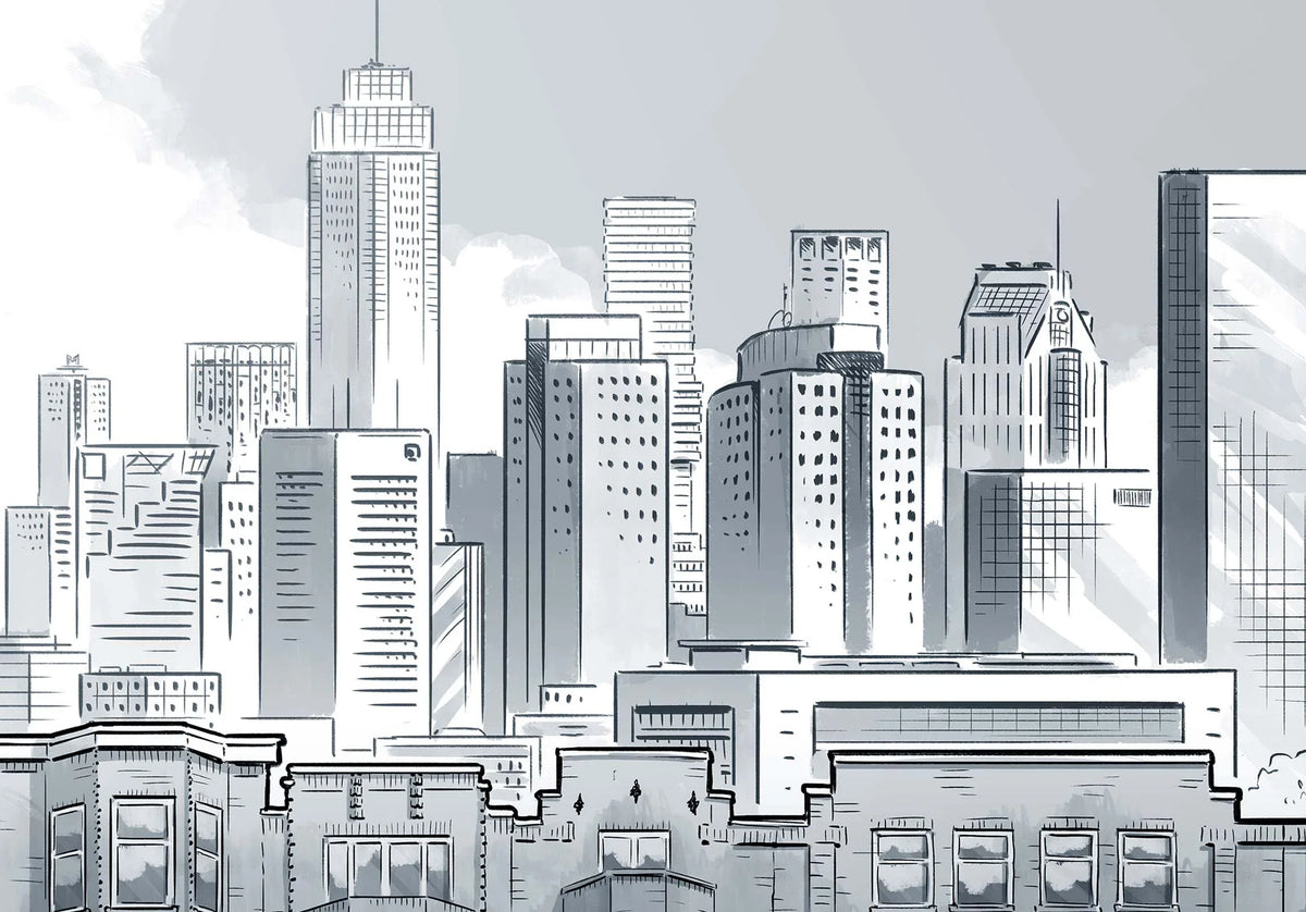 Skyline Rotterdam Crooswijk poster, Rotterdam tekening met architectuur en skyline detail