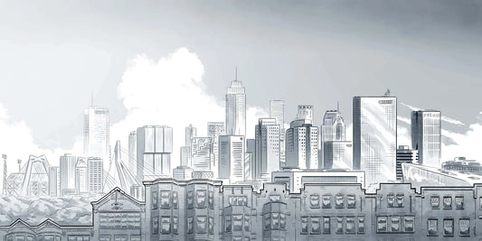 Poster Skyline Rotterdam Crooswijk, handgetekende Rotterdam kunst en skyline ingelijst