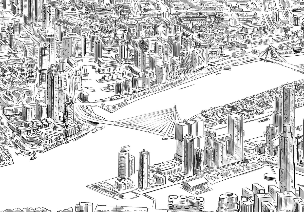 Poster Toekomst Hoogbouw Rotterdam - Iconische Skyline in Jouw Huis - Art of Rotterdam