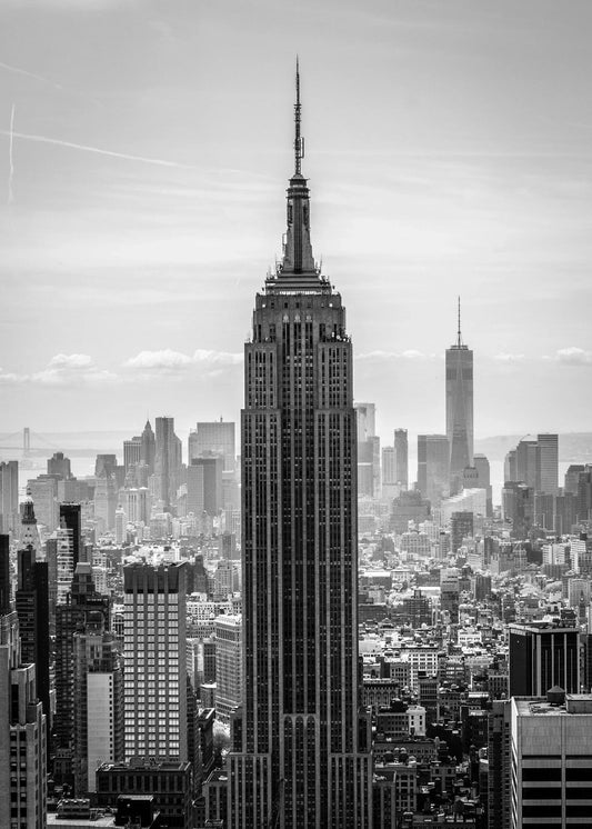Stadsfotografie poster New York 1, architectuur en skyline in zwart-wit ingelijst