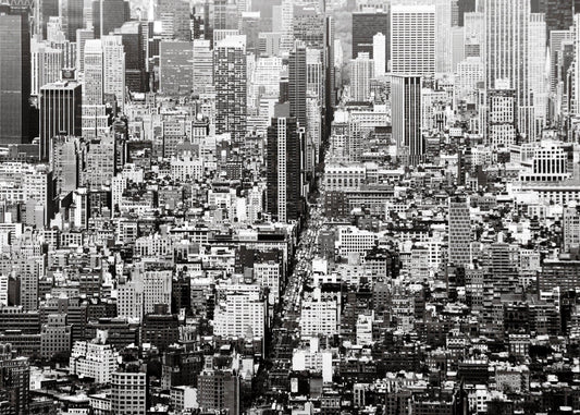 New York 2 poster, zwart-wit kunstfotografie van architectuur en skyline ingelijst