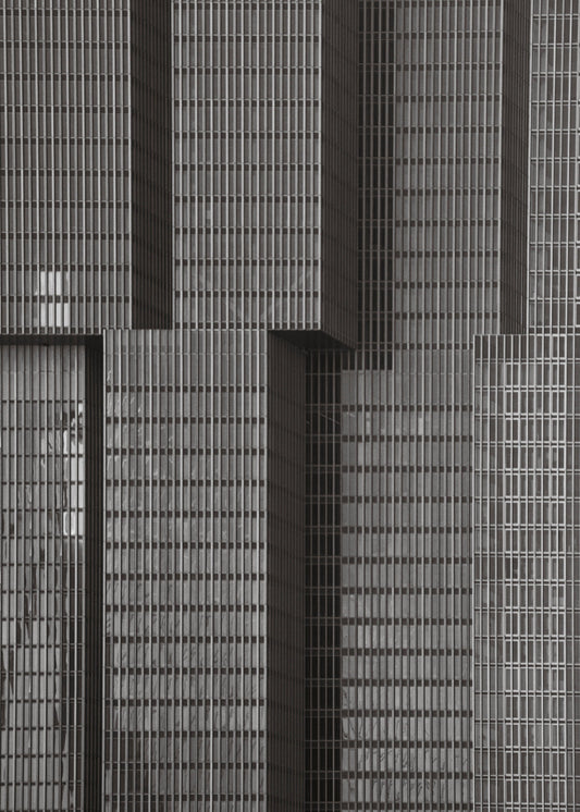 Stadsfotografie poster Rotterdam 3, architectuur en skyline in zwart-wit ingelijst