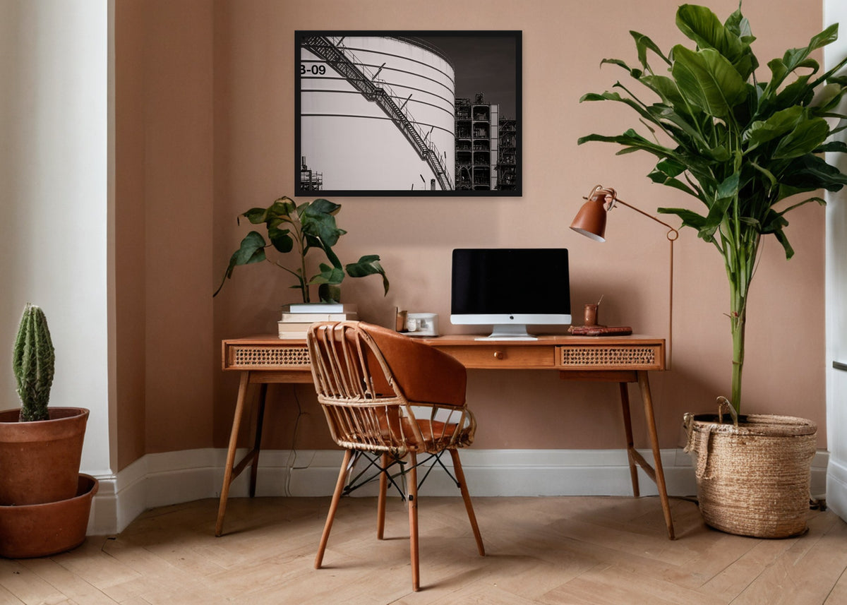 Poster Rotterdam 9 stadsfotografie ingelijst aan de muur in een kantoor