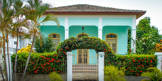Cuba Villa 5 poster, foto van een villa in Cuba in mintgroen en rood