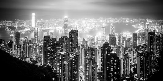 Hongkong 28 poster, zwart-wit foto uit Hongkong