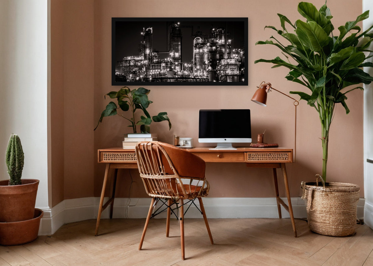 Poster Rotterdam 37 ingelijst aan de muur in een kantoor