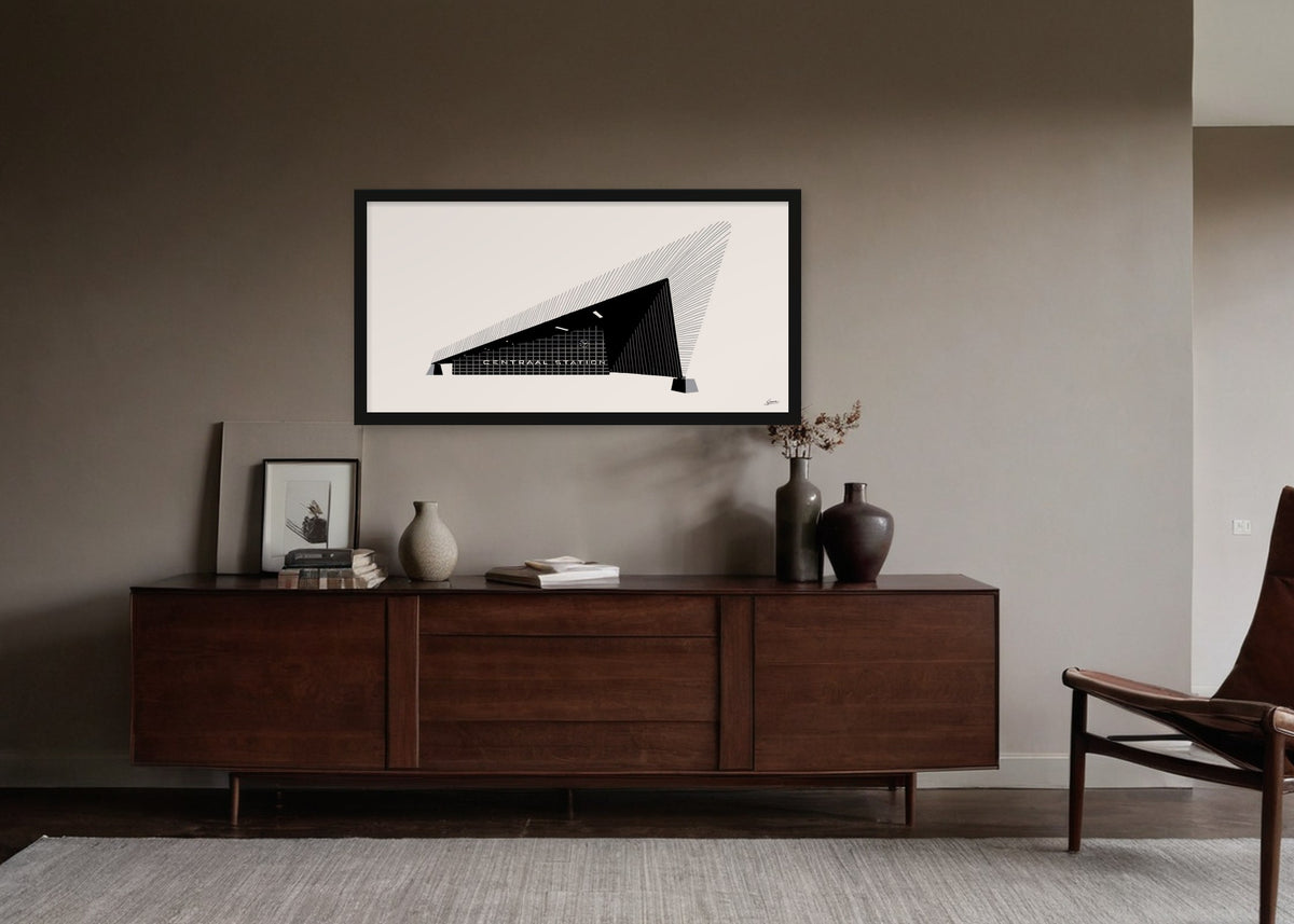 Poster Rotterdam Centraal 2 ingelijst aan de muur in een woonkamer