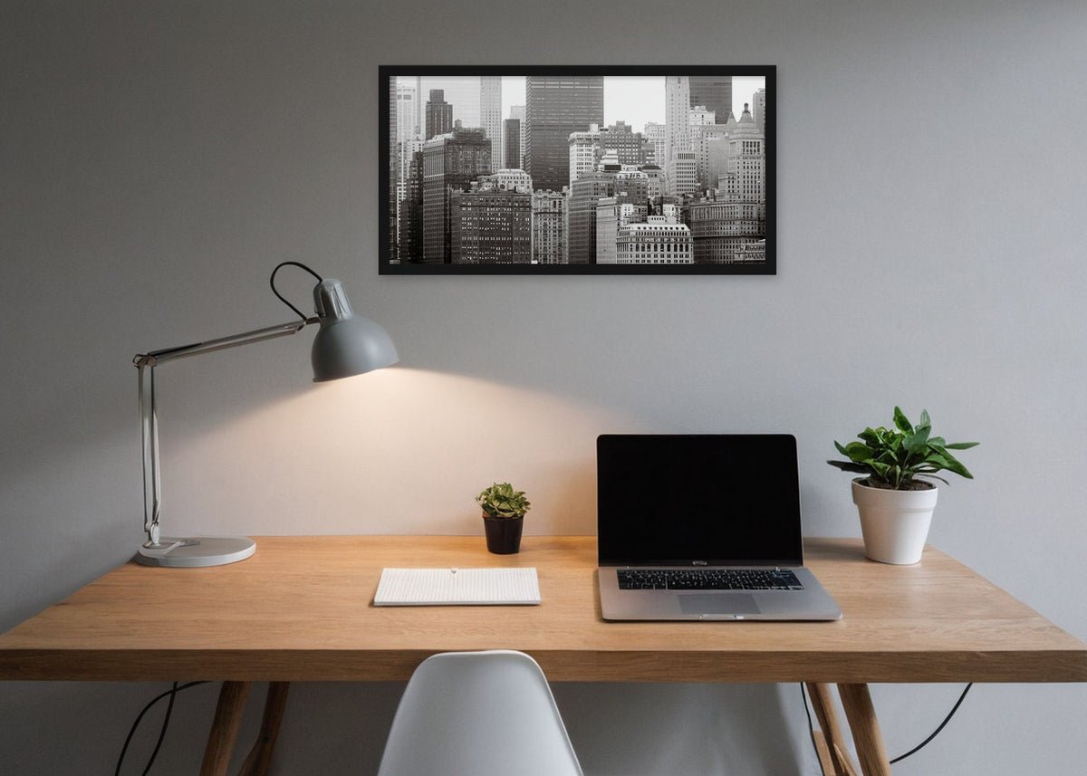 Poster New York 8 stadsfotografie ingelijst aan de muur in een kantoor