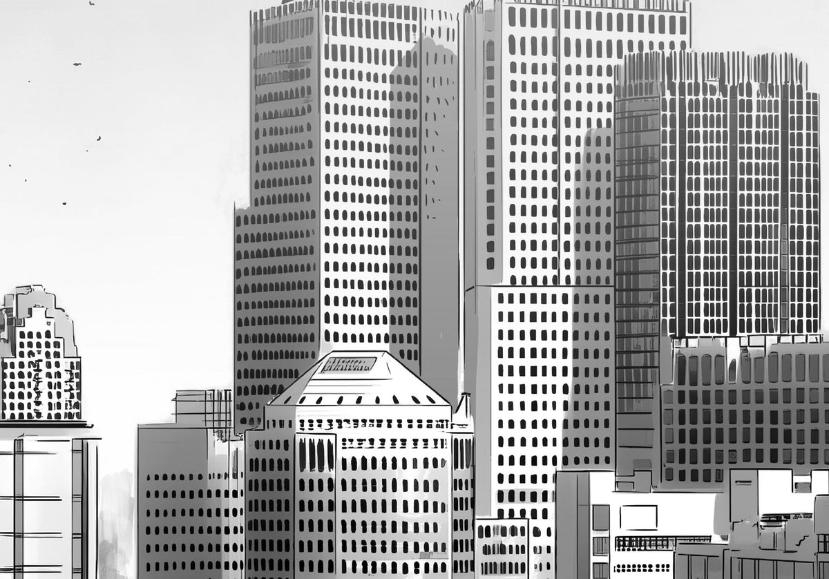 Detail van de Skyline Den Haag poster: de kantoortorens met hun gevelritme