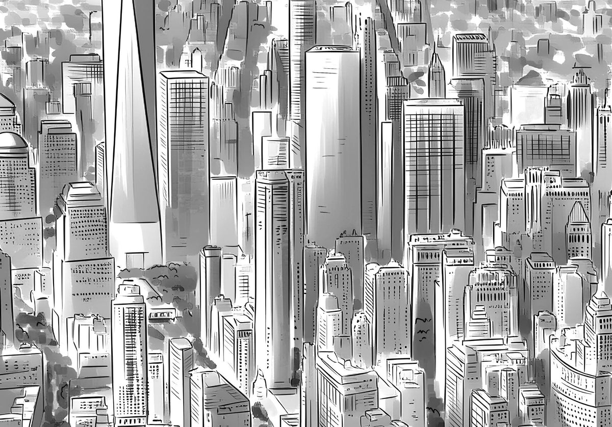 Detail van de Lower Manhattan poster: het One World Trade Center tussen de torens