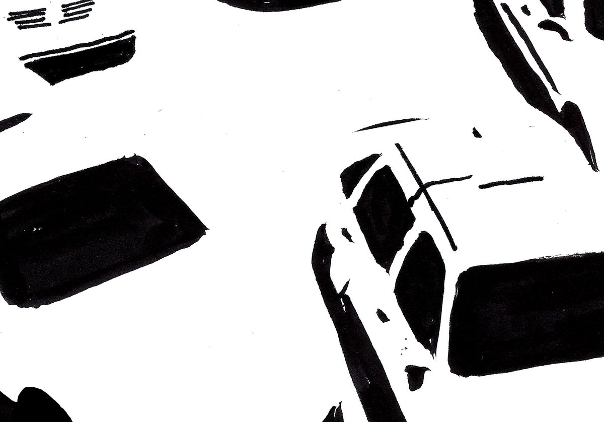 Detail van de Shanghai Crossroad poster met de auto's van bovenaf