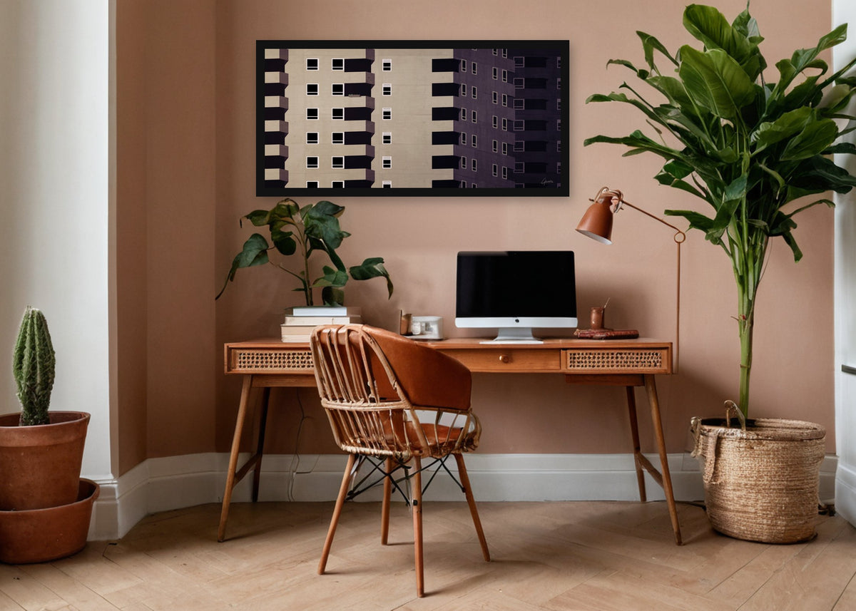 Poster Boompjes 3 ingelijst aan de muur in een kantoor