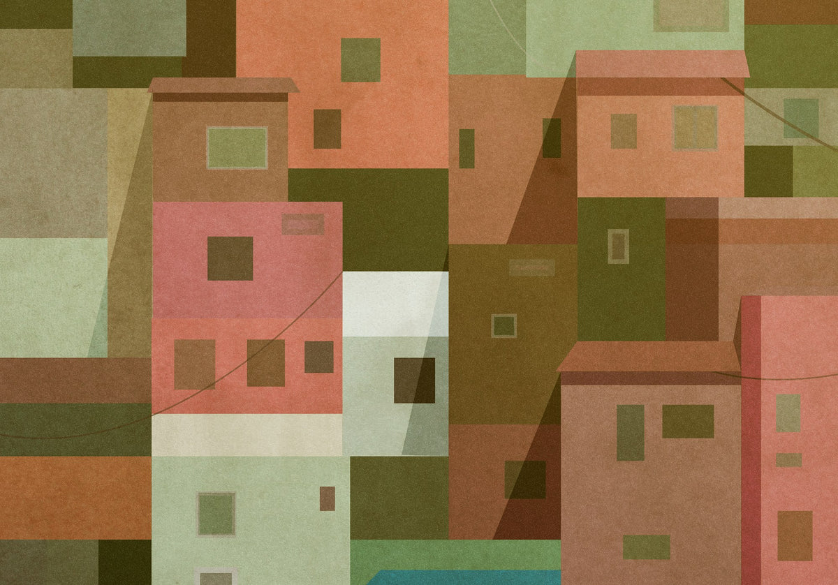 Detail van de Buenos Aires Favela poster met de huizen en ramen