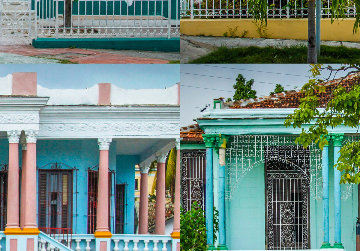Detail van de Cuba Villas Collage poster met twee villa's