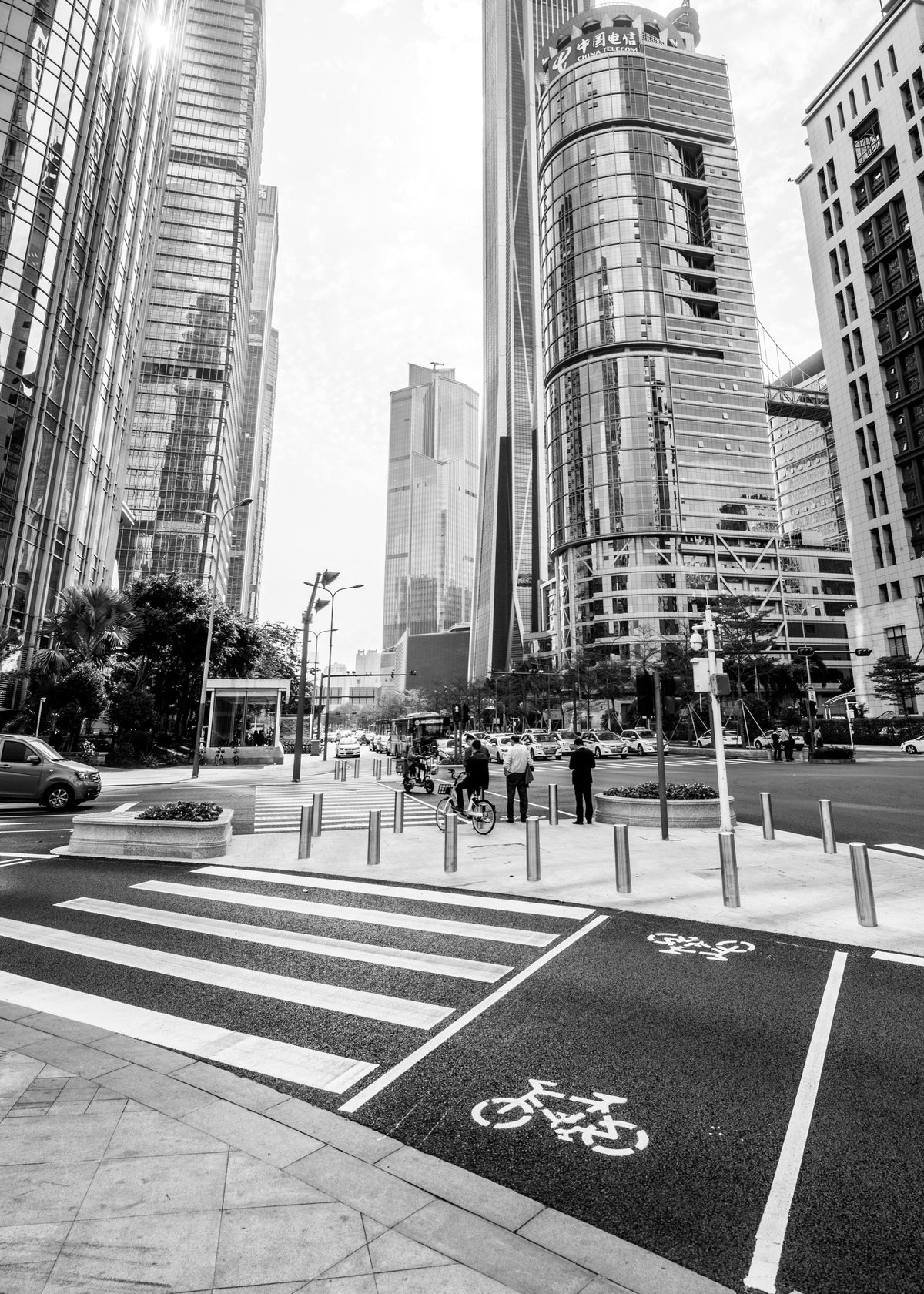 Shenzhen 3 poster, zwart-wit foto van architectuur in Shenzhen