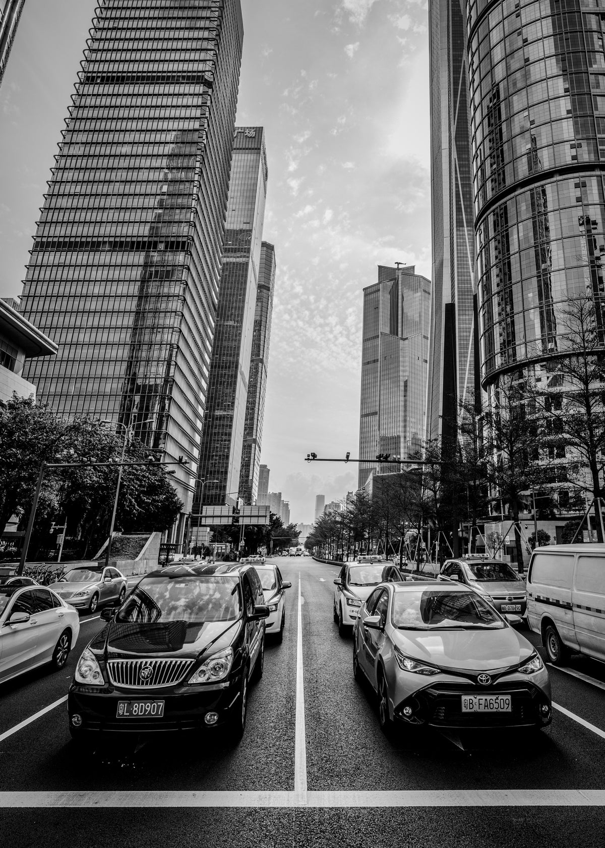 Shenzhen 4 poster, zwart-wit foto van architectuur in Shenzhen