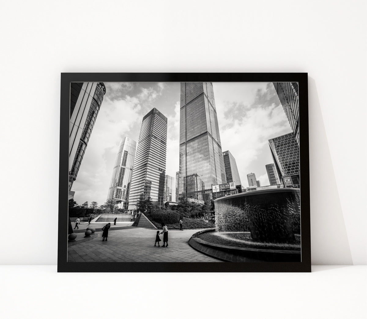 Poster Shenzhen 5 ingelijst, zwart-wit stadsfotografie uit Shenzhen