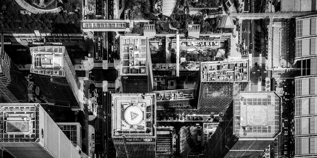 Shenzhen 6 poster, zwart-wit foto van architectuur in Shenzhen