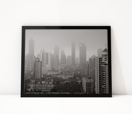 Poster Shanghai 3 ingelijst, zwart-wit stadsfotografie uit Shanghai