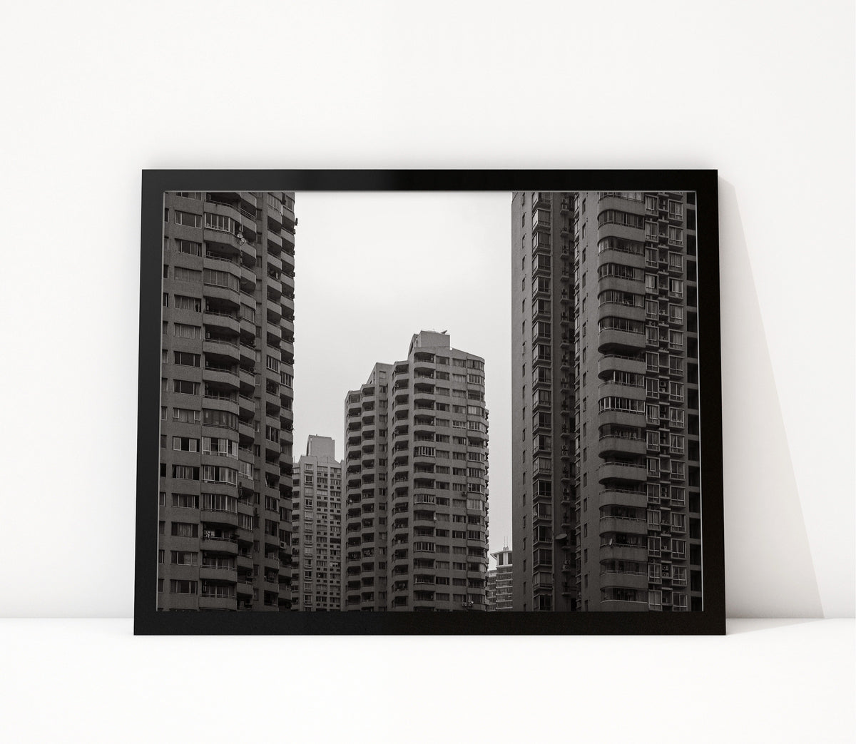 Poster Shanghai 4 ingelijst, zwart-wit stadsfotografie uit Shanghai