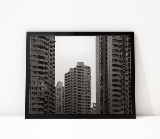 Poster Shanghai 4 ingelijst, zwart-wit stadsfotografie uit Shanghai