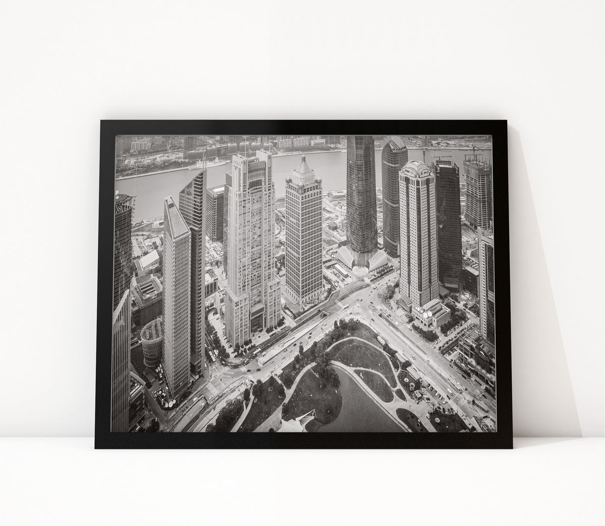 Poster Shanghai 7 ingelijst, zwart-wit stadsfotografie uit Shanghai