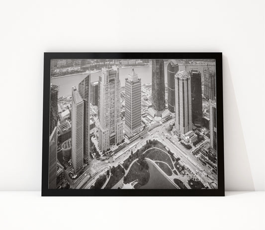 Poster Shanghai 7 ingelijst, zwart-wit stadsfotografie uit Shanghai