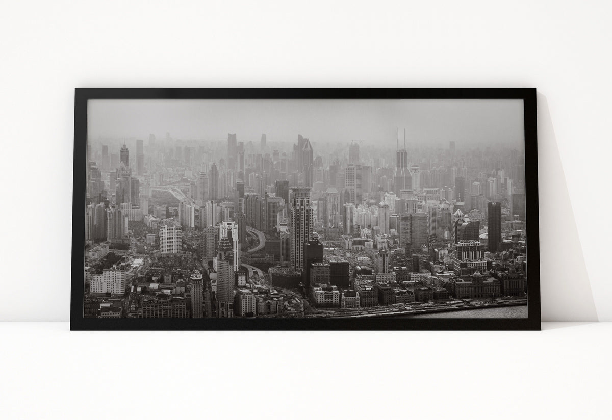 Poster Shanghai 8 ingelijst, zwart-wit stadsfotografie uit Shanghai